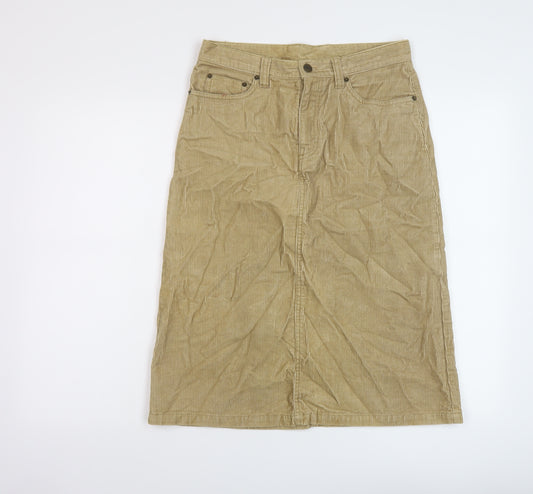 H&M Womens Beige Cotton A-Line Skirt Size 8 Button