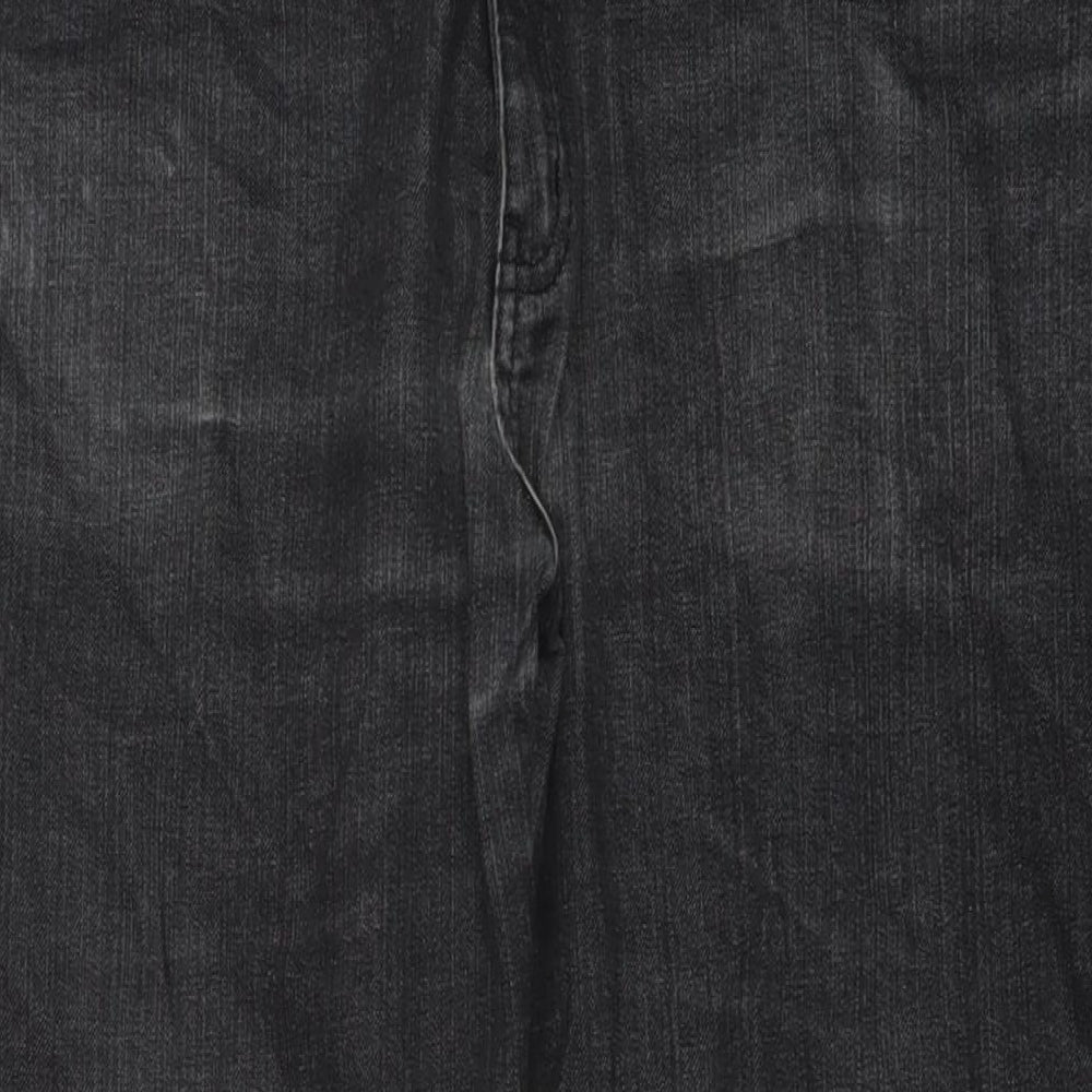 Marks and Spencer Mens Grey Cotton Straight Jeans Size 36 in L31 in Regular Button