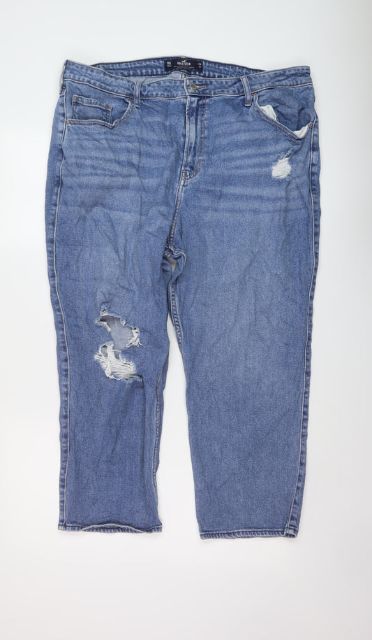 Hollister Womens Blue Cotton Mom Jeans Size 34 in L25 in Regular Button