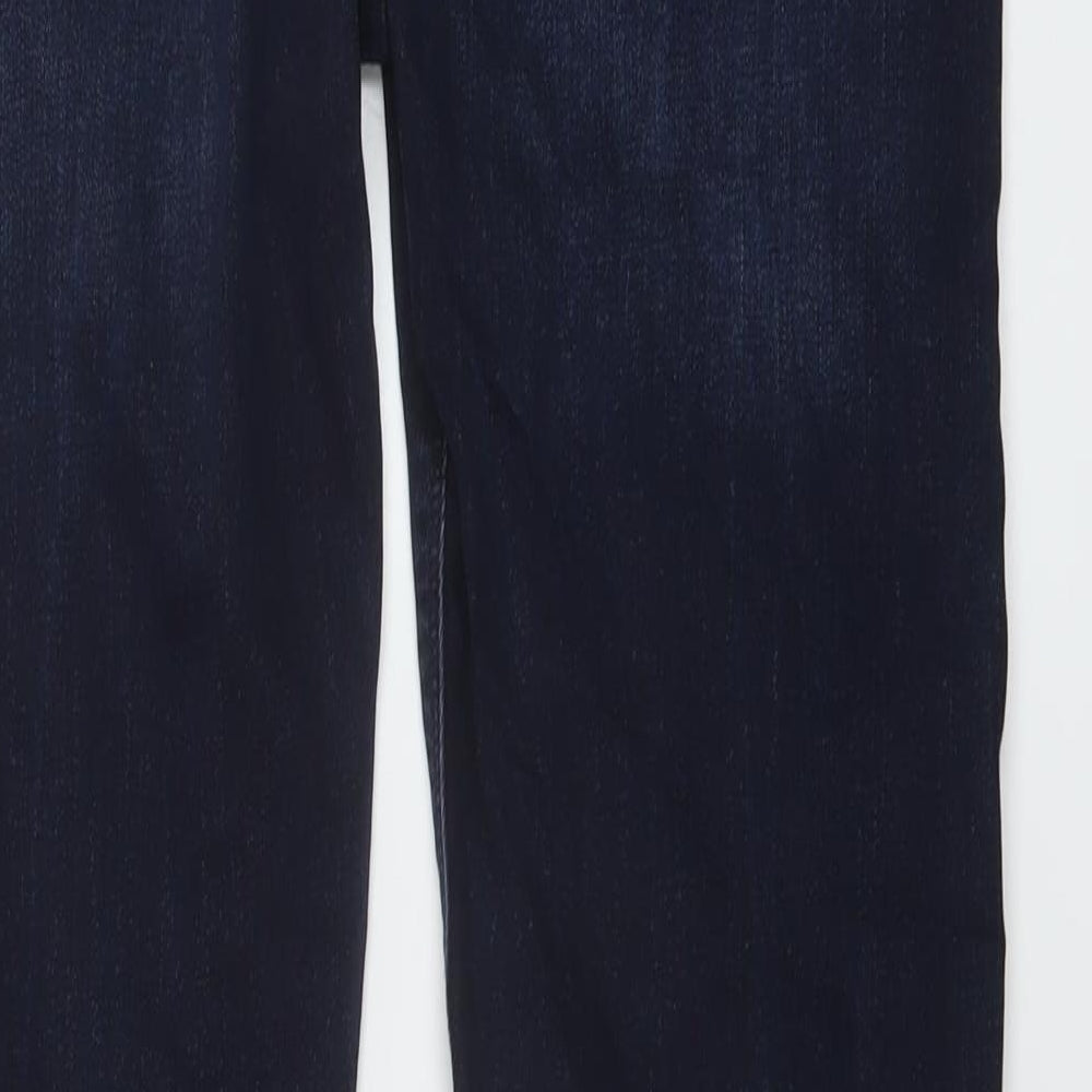 Marks and Spencer Mens Blue Cotton Straight Jeans Size 30 in L33 in Slim Button