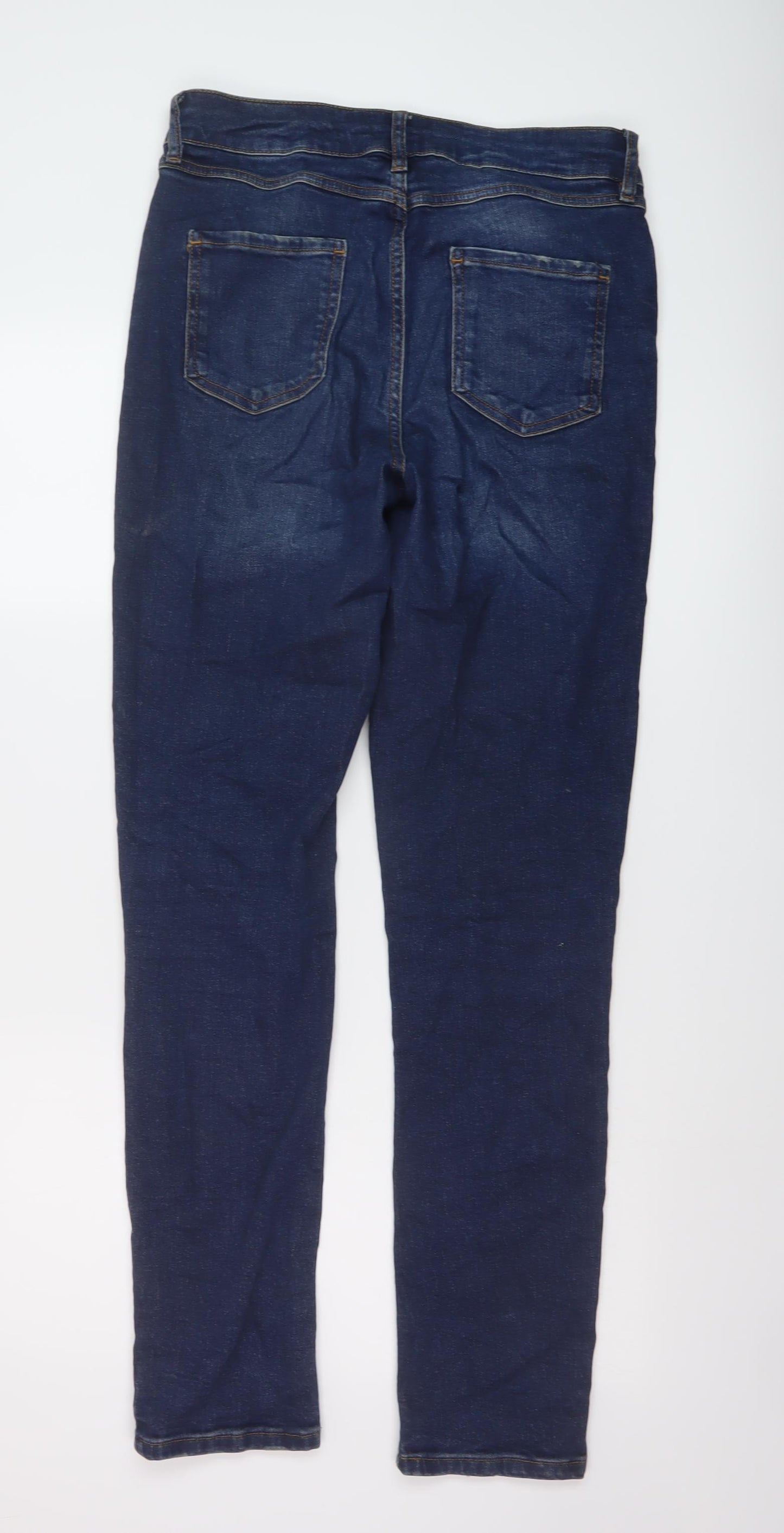 F&F Womens Blue Cotton Straight Jeans Size 12 L31 in Regular Button