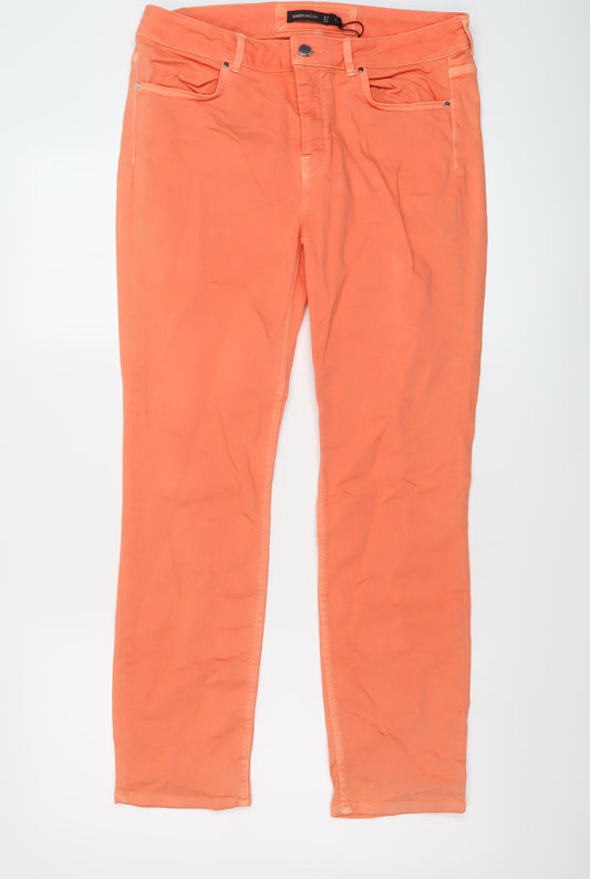 Karen Millen Womens Orange Cotton Tapered Jeans Size 12 L27 in Regular Button