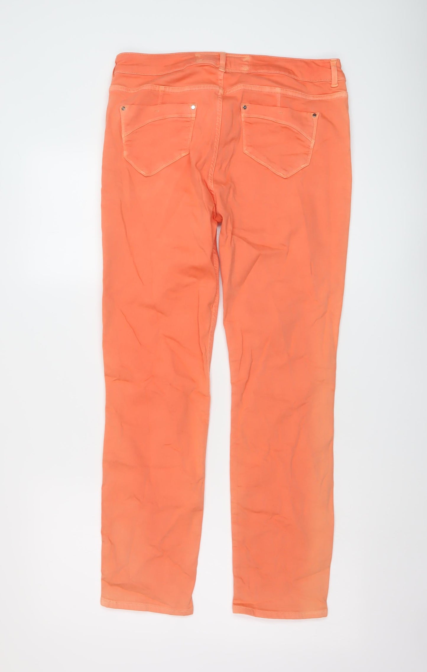 Karen Millen Womens Orange Cotton Tapered Jeans Size 12 L27 in Regular Button