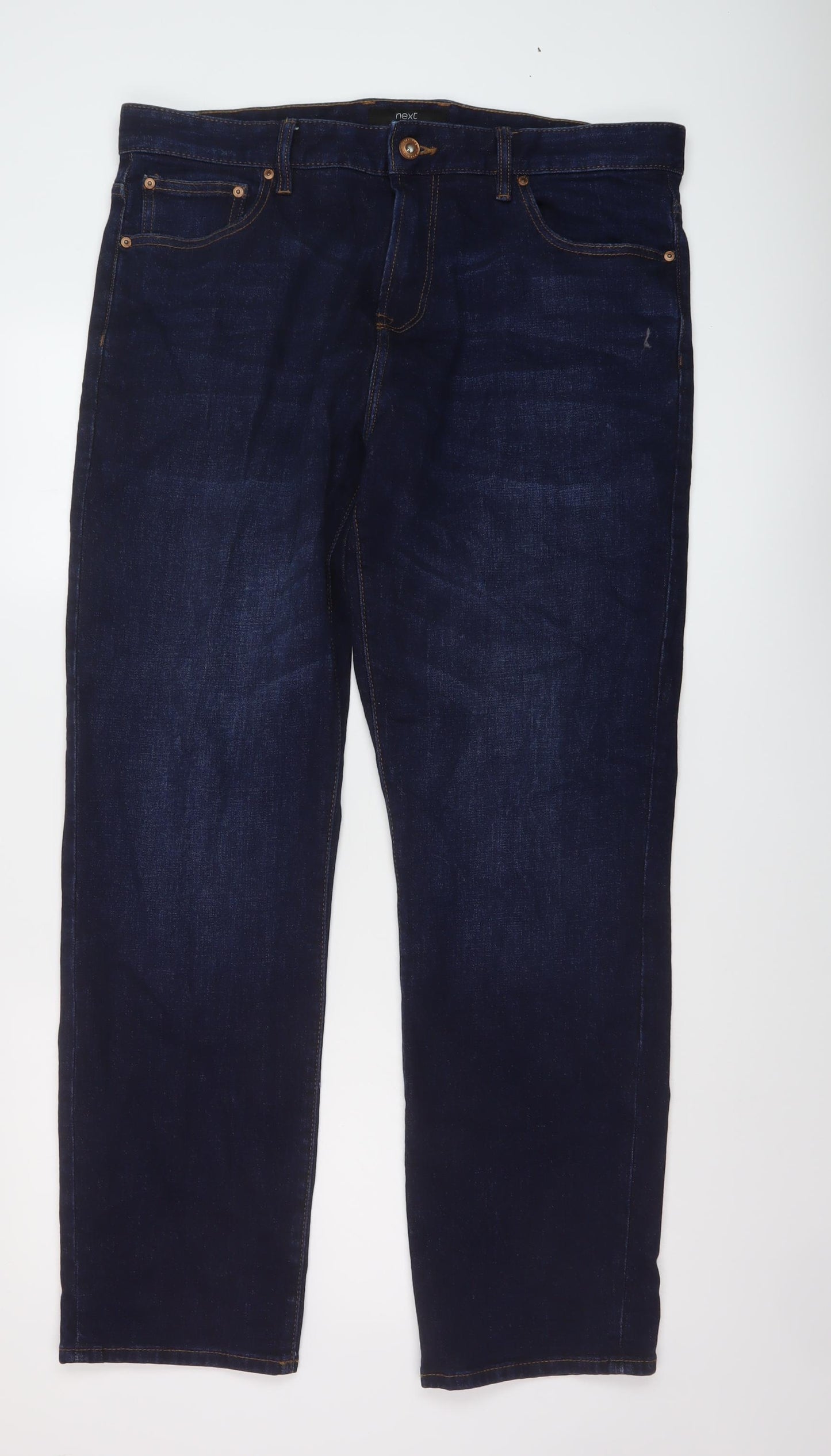 NEXT Mens Blue Cotton Straight Jeans Size 36 in L32 in Regular Button