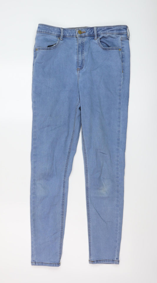 F&F Womens Blue Cotton Skinny Jeans Size 12 L28 in Regular Button