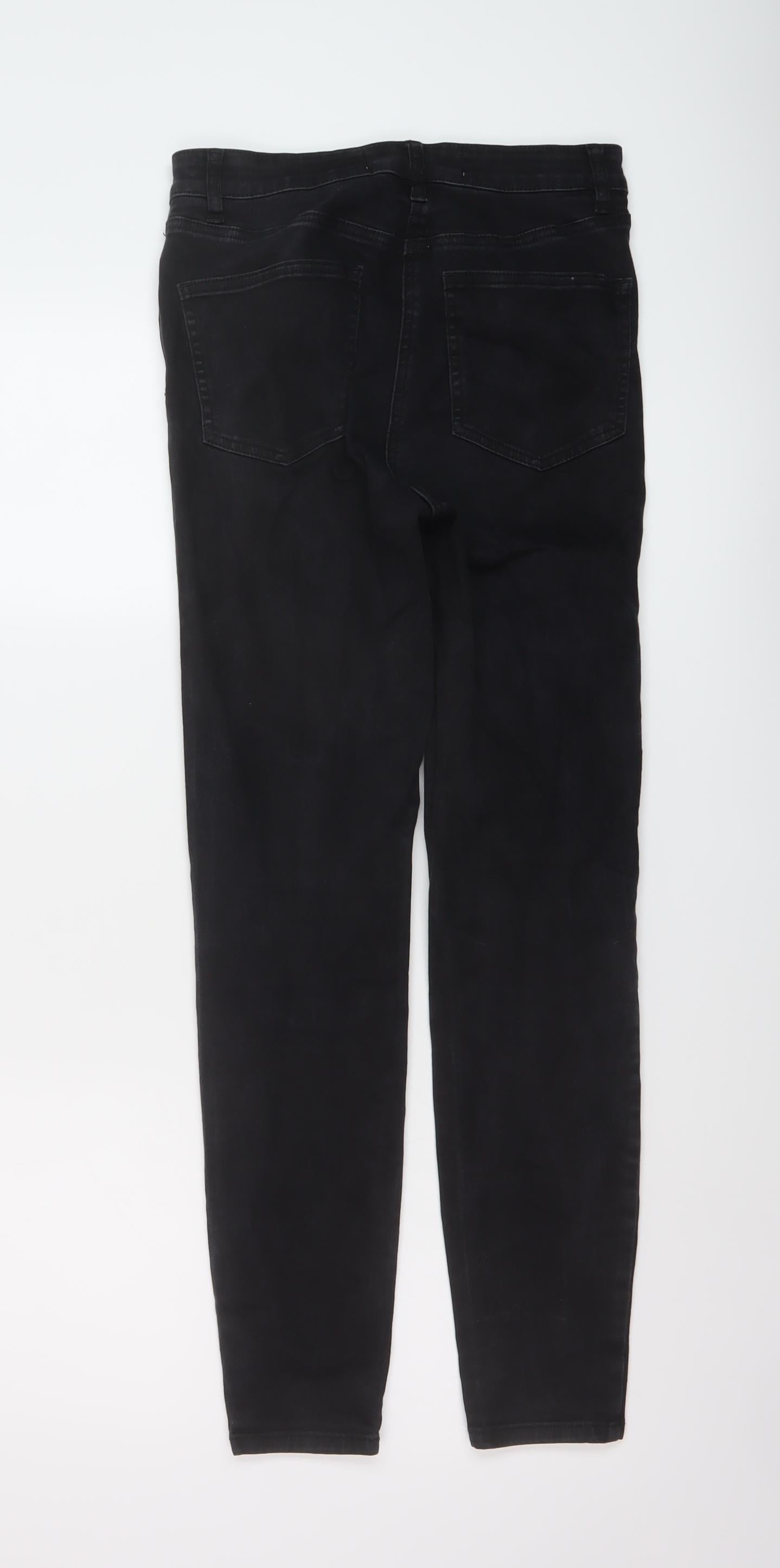 NEXT Womens Black Cotton Skinny Jeans Size 8 L28 in Regular Button