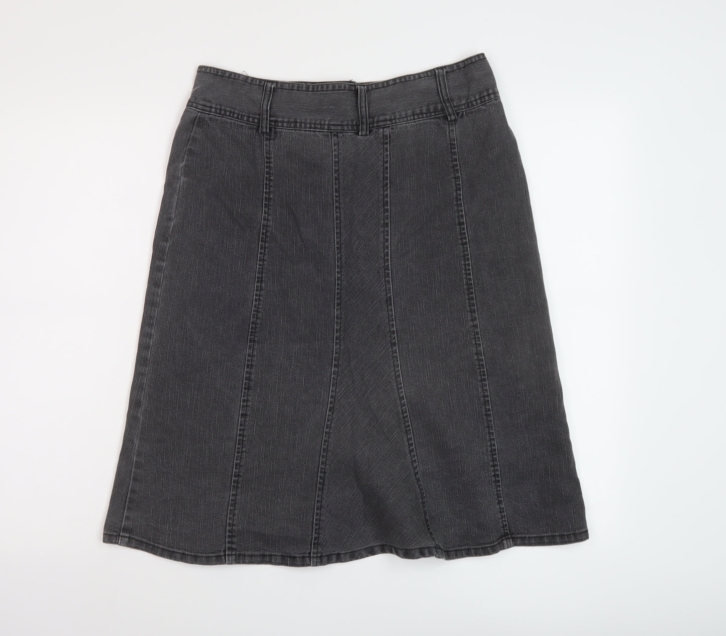 Lakeland Womens Grey Cotton A-Line Skirt Size 12 Button