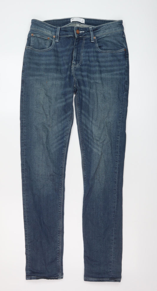 ASOS Mens Blue Cotton Skinny Jeans Size 30 in L32 in Regular Button