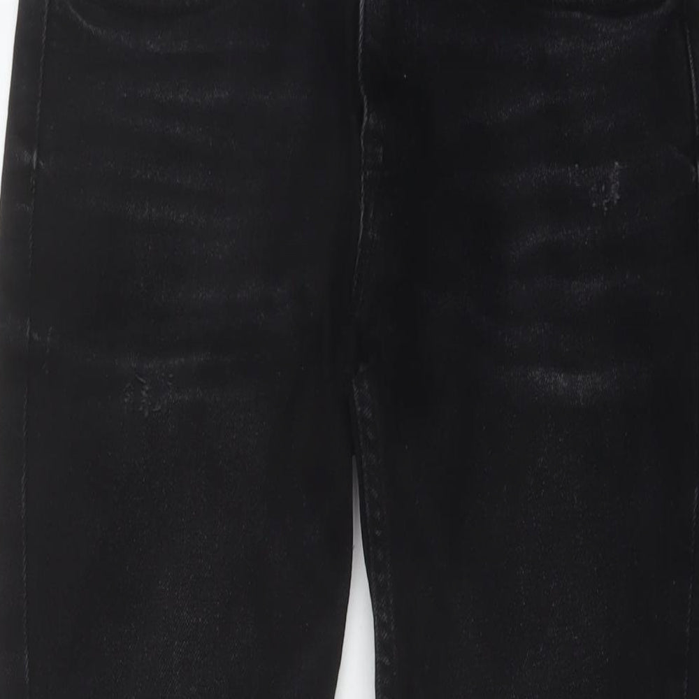 Zara Womens Black Cotton Straight Jeans Size 8 L26 in Regular Button