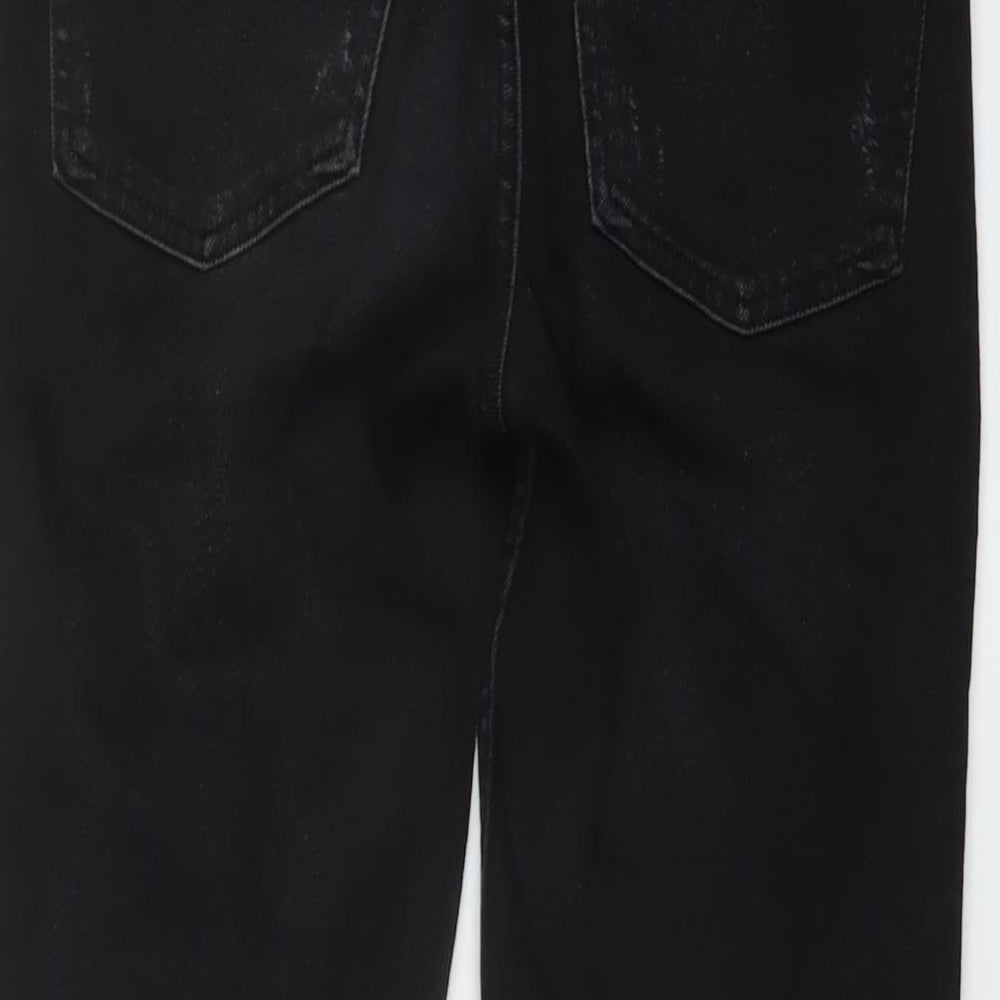 Zara Womens Black Cotton Straight Jeans Size 8 L26 in Regular Button