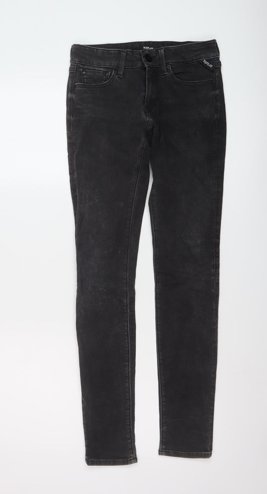 Replay Womens Black Cotton Skinny Jeans Size 25 in L30 in Regular Button