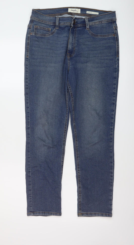 Angels Womens Blue Cotton Skinny Jeans Size 14 L27 in Regular Button