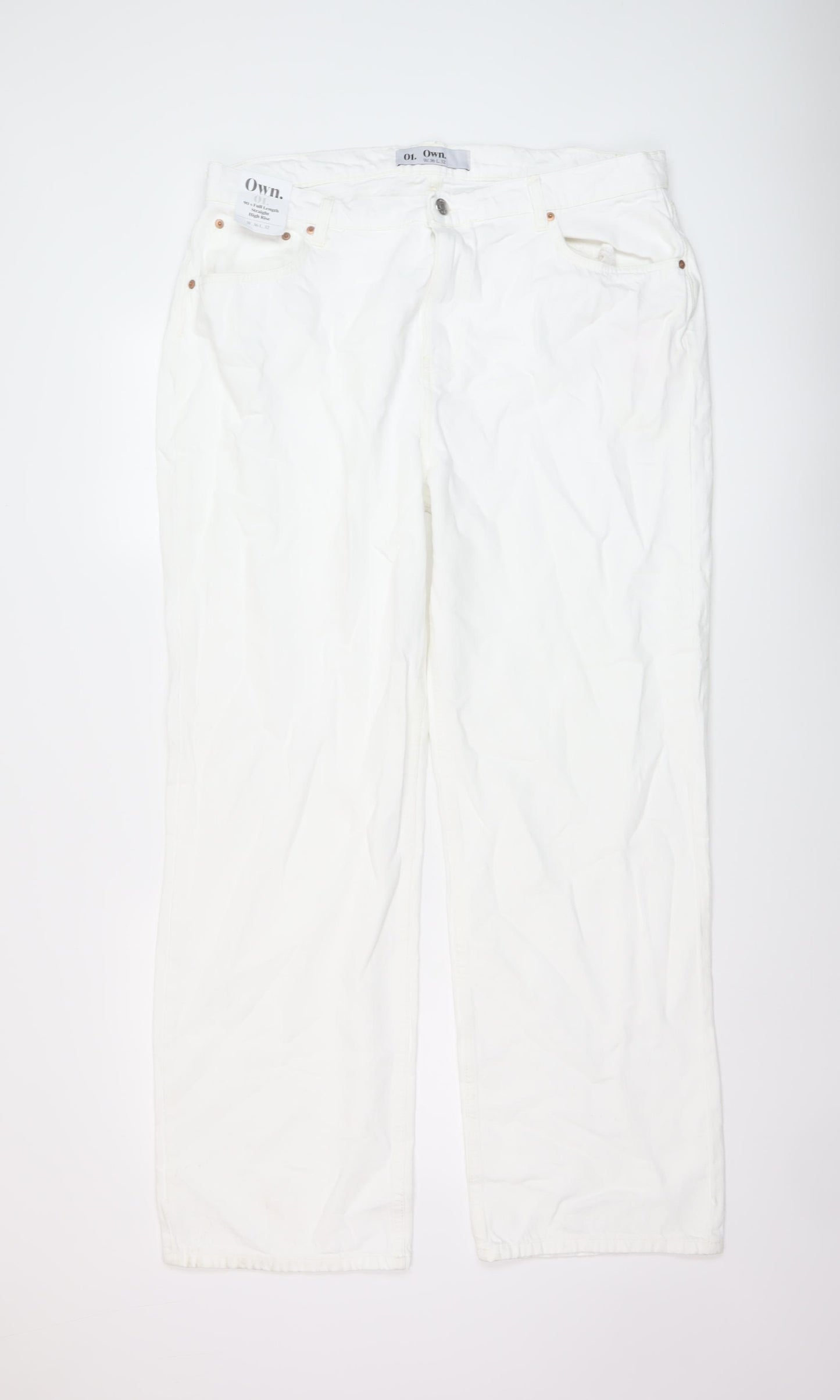 NEXT Mens White Cotton Straight Jeans Size 36 in L32 in Regular Button