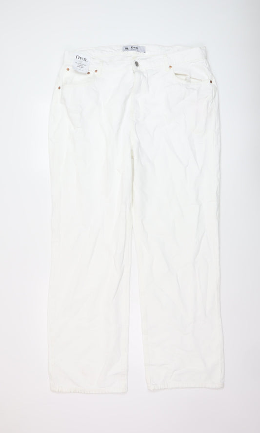 NEXT Mens White Cotton Straight Jeans Size 36 in L32 in Regular Button