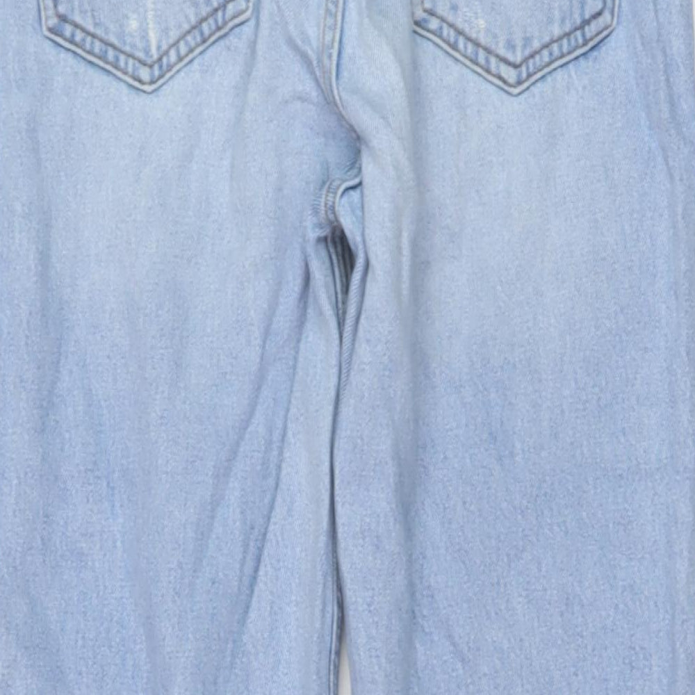 Pull&Bear Womens Blue Cotton Mom Jeans Size 10 L26 in Regular Button