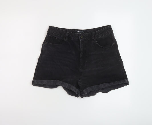 ASOS Womens Black Cotton Mom Shorts Size 14 L3 in Regular Button