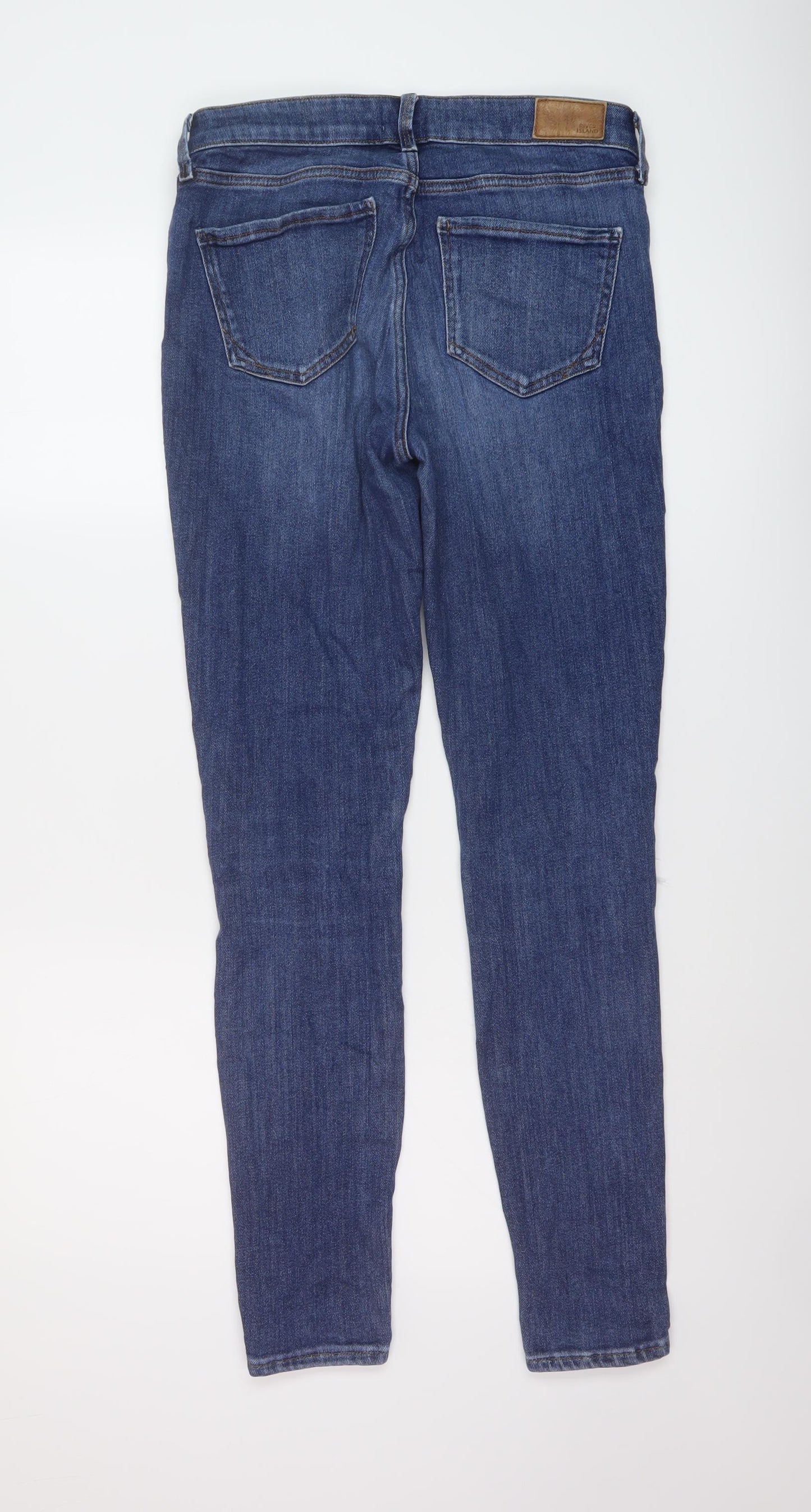 River Island Womens Blue Cotton Skinny Jeans Size 12 L30 in Regular Button