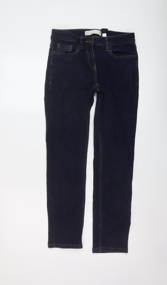 NEXT Womens Blue Cotton Skinny Jeans Size 10 L28 in Slim Button