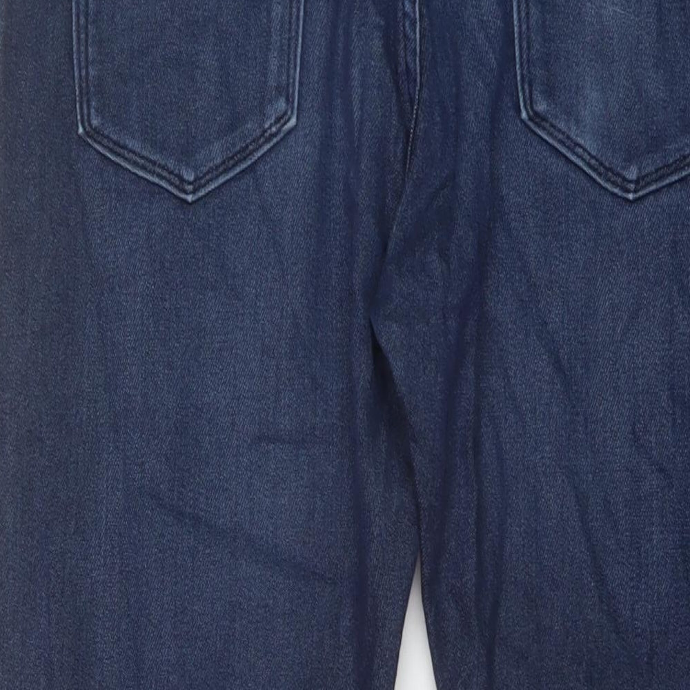 Marks and Spencer Mens Blue Cotton Straight Jeans Size 36 in L29 in Slim Button