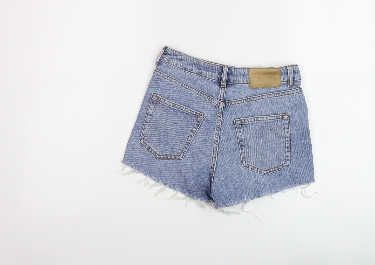 Tophop Womens Blue Cotton Hot Pants Shorts Size 8 L3 in Regular Button