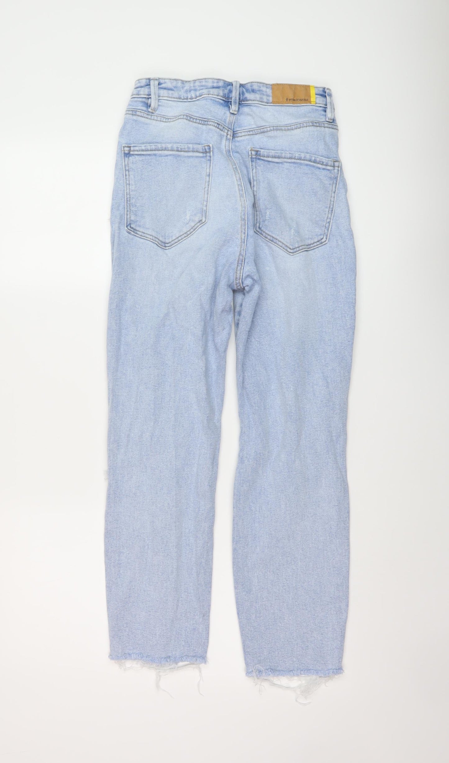 Stradivarius Womens Blue Cotton Mom Jeans Size 10 L24 in Regular Button