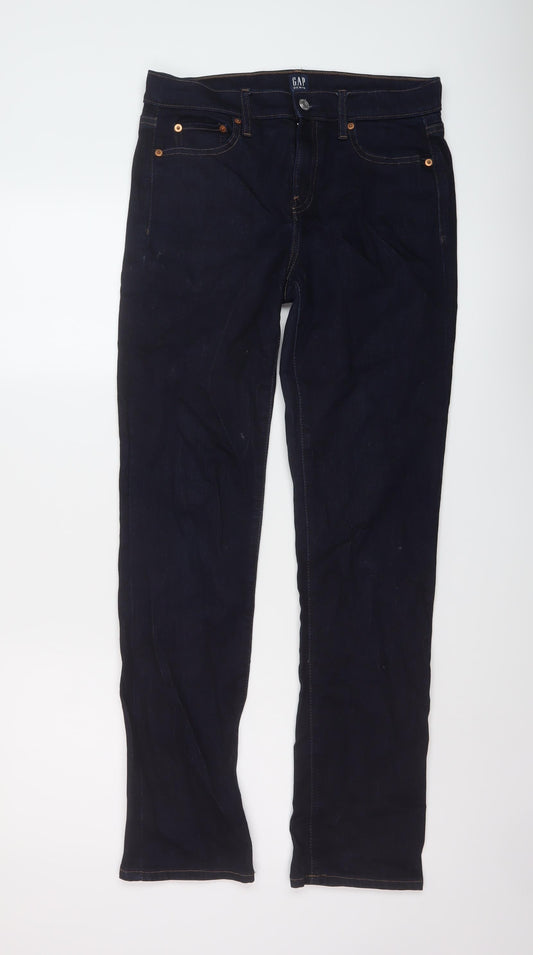 Gap Womens Blue Cotton Straight Jeans Size 28 in L30 in Regular Button