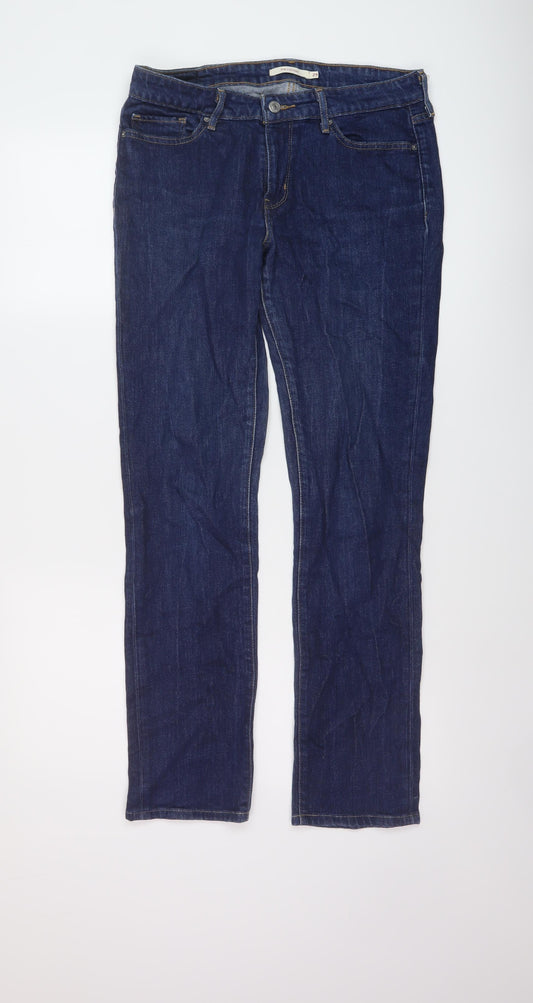 Levi's Womens Blue Cotton Straight Jeans Size 29 in L30 in Regular Button