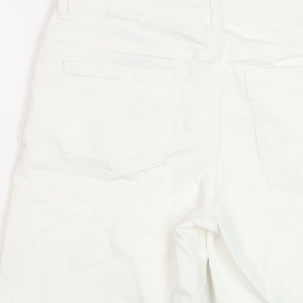 Marks and Spencer Womens Ivory Cotton Boyfriend Shorts Size 8 L10 in Regular Button