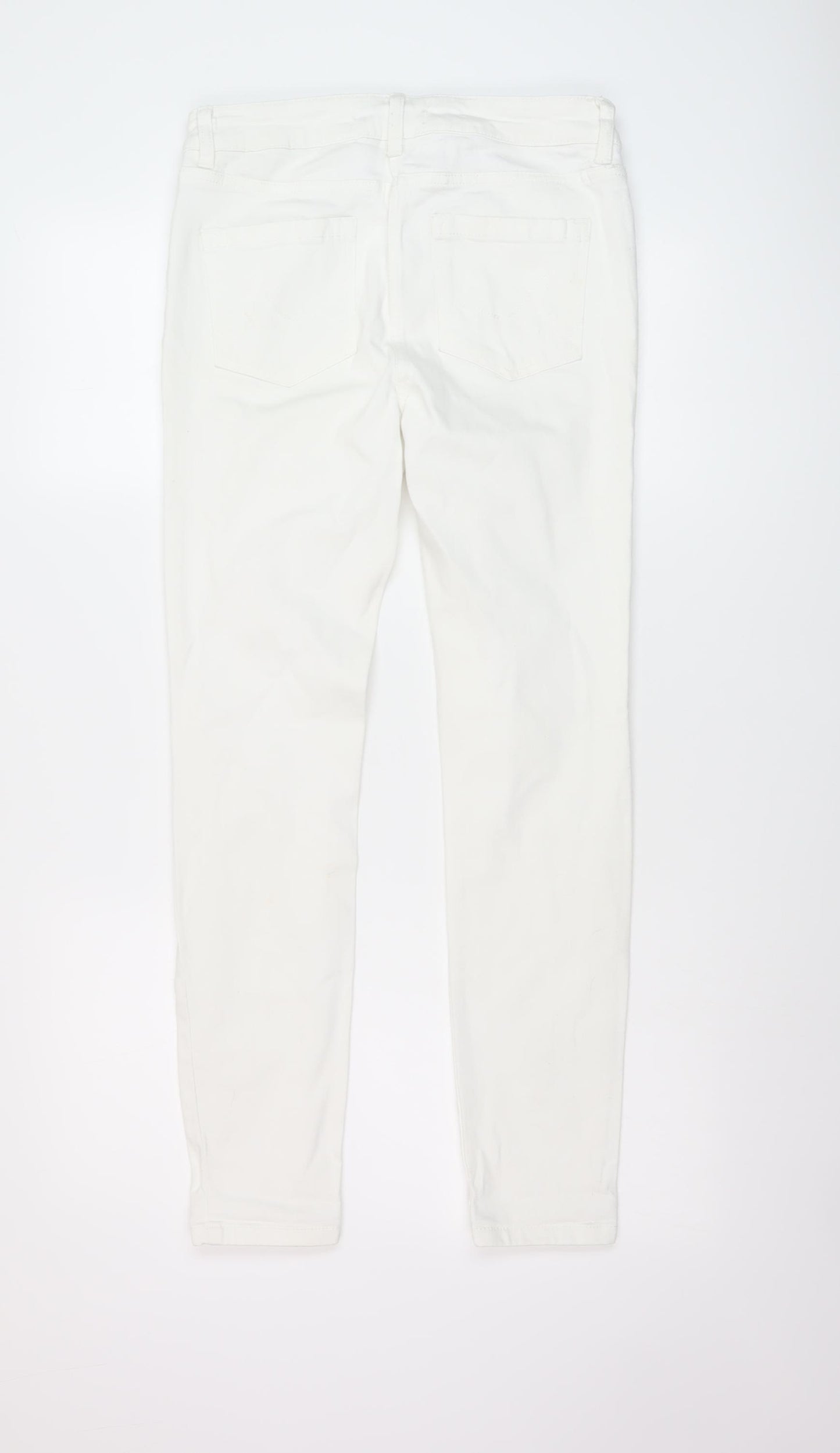 NEXT Womens White Cotton Skinny Jeans Size 8 L28 in Regular Button