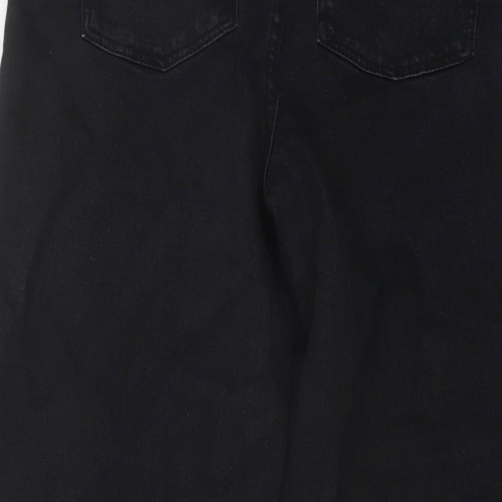 Marks and Spencer Womens Black Cotton Wide-Leg Jeans Size 8 L25 in Regular Button