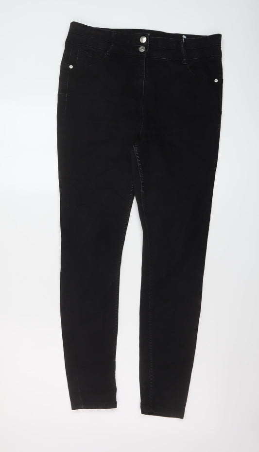 Falmer Womens Black Cotton Skinny Jeans Size 12 L28 in Regular Button