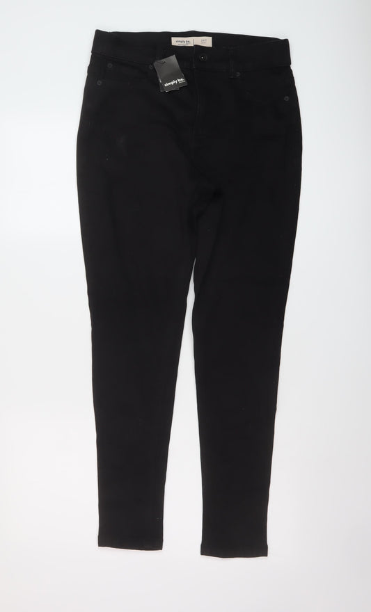 Simply Be Womens Black Cotton Skinny Jeans Size 12 L28 in Regular Button