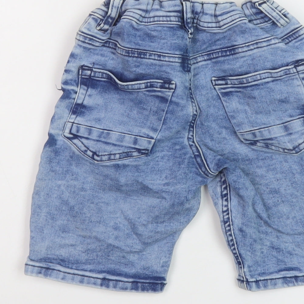 Denim & Co. Boys Blue Cotton Bermuda Shorts Size 5-6 Years Regular Zip