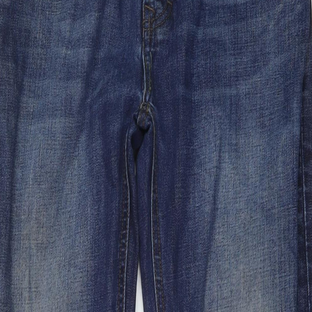 Fat Face Mens Blue Herringbone Cotton Straight Jeans Size 30 in L32 in Regular Button