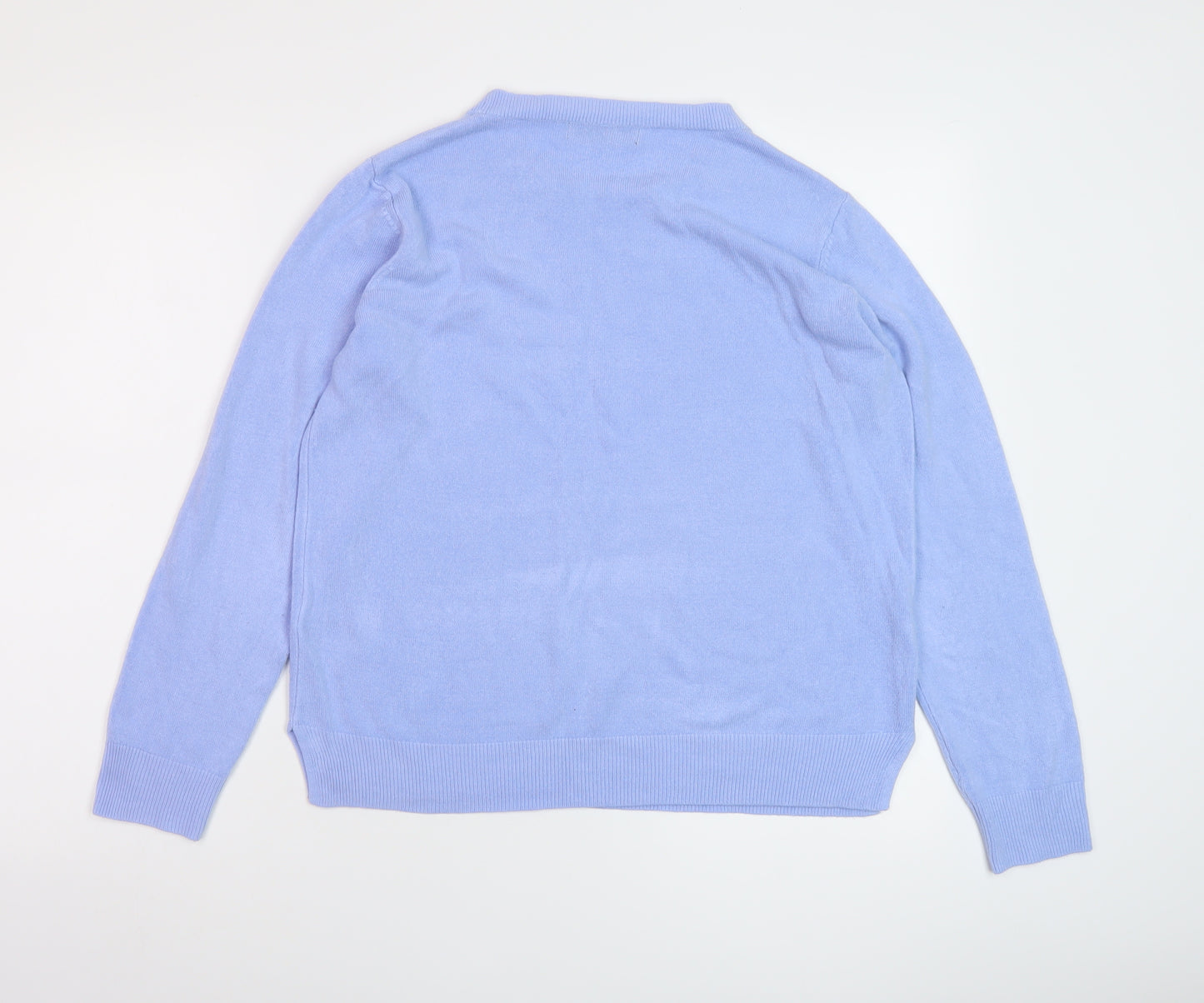 Marks and Spencer Womens Blue Round Neck Acrylic Pullover Jumper Size 14