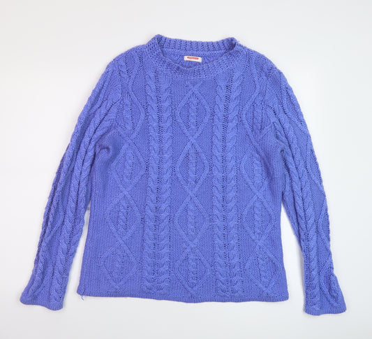 Damart Womens Blue Round Neck Acrylic Pullover Jumper Size 14