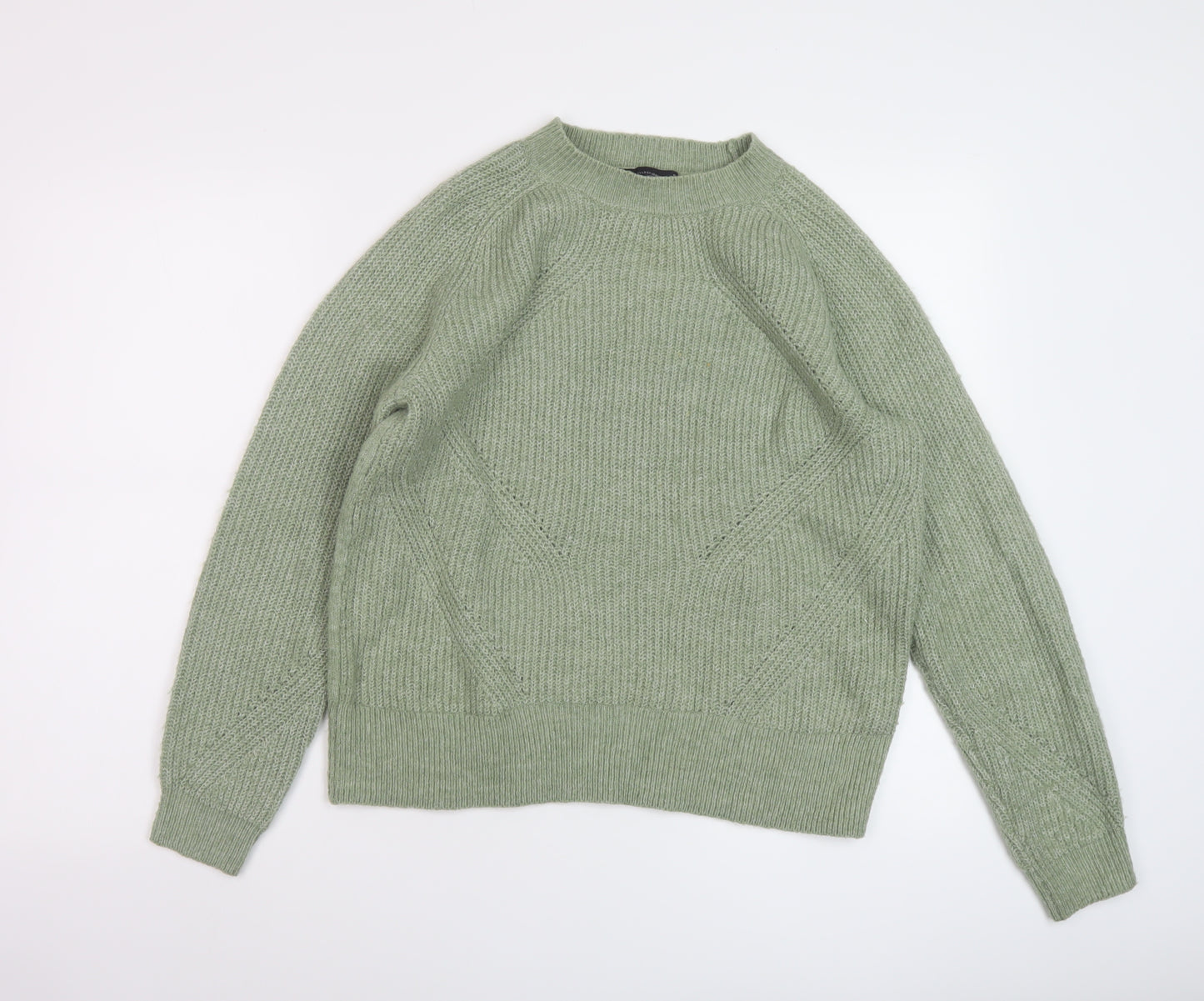 Marks and Spencer Womens Green Crew Neck Acrylic Pullover Jumper Size S