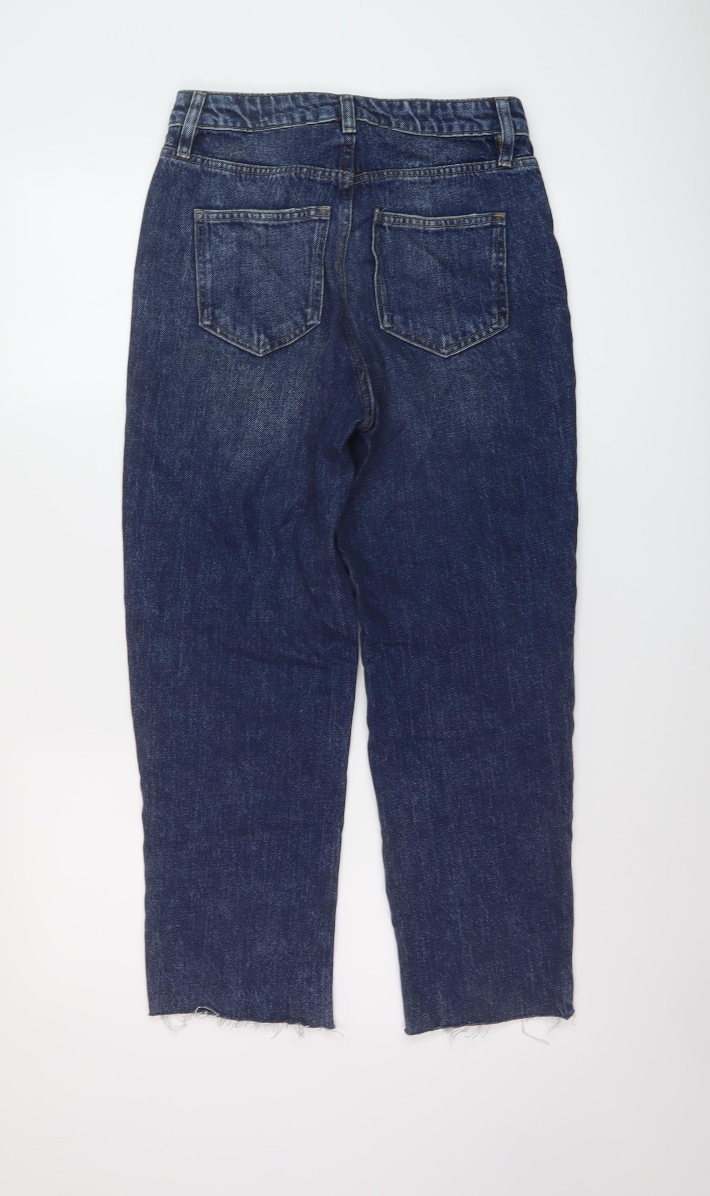 F&F Womens Blue Cotton Mom Jeans Size 8 L24 in Regular Button