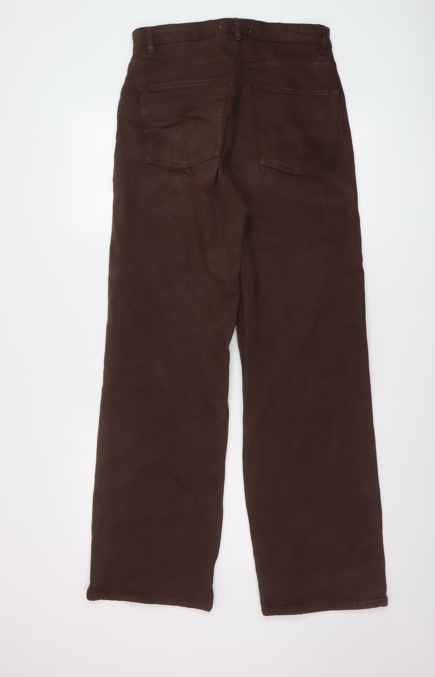 Denim & Co. Womens Brown Cotton Wide-Leg Jeans Size 10 L31 in Regular Button