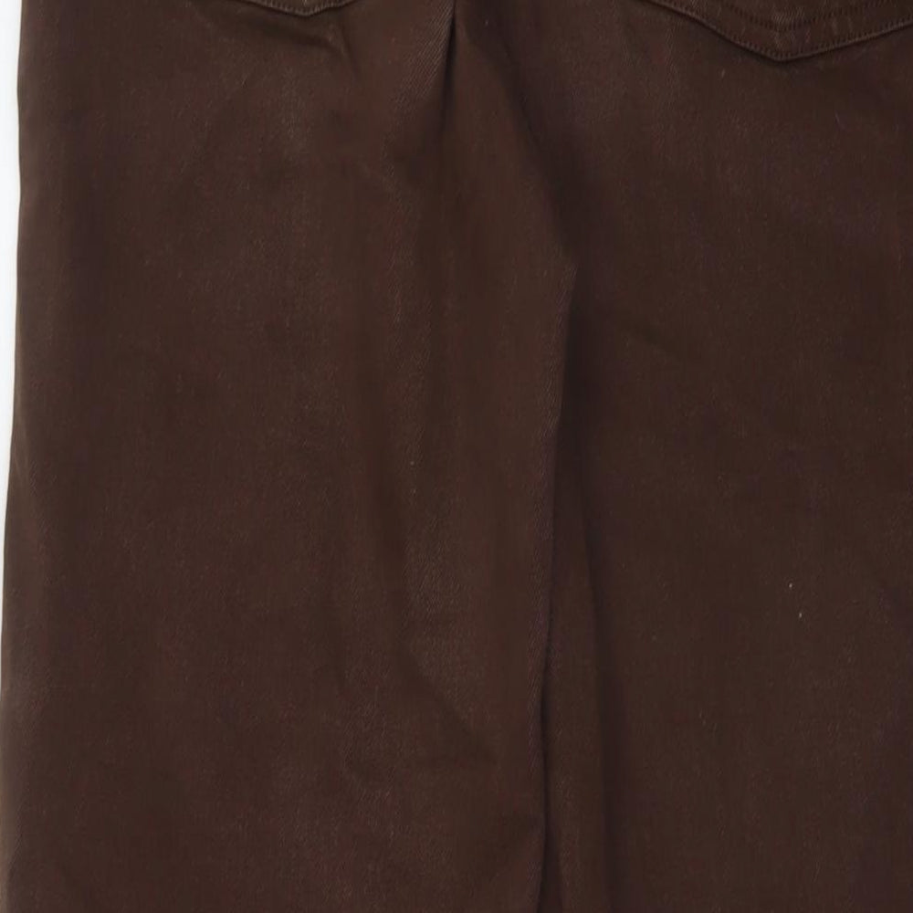 Denim & Co. Womens Brown Cotton Wide-Leg Jeans Size 10 L31 in Regular Button