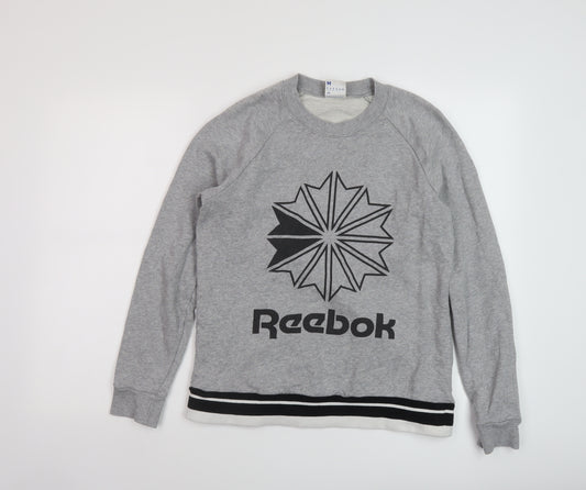 Reebok Womens Grey Cotton Pullover Sweatshirt Size M Pullover