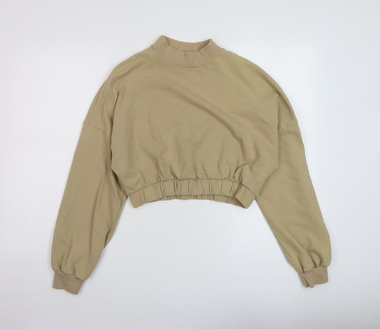 Bershka Womens Beige Cotton Pullover Sweatshirt Size M Pullover