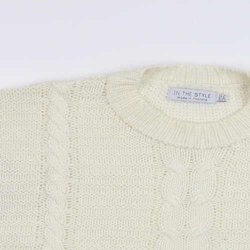 In the Style Womens Ivory Mock Neck Acrylic Pullover Jumper Size 12