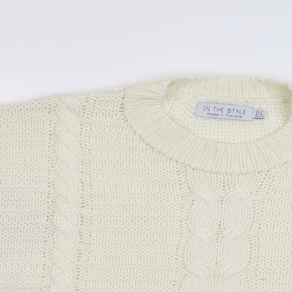 In the Style Womens Ivory Mock Neck Acrylic Pullover Jumper Size 12