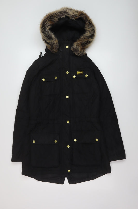 Barbour Womens Black Quilted Coat Size 10 Zip