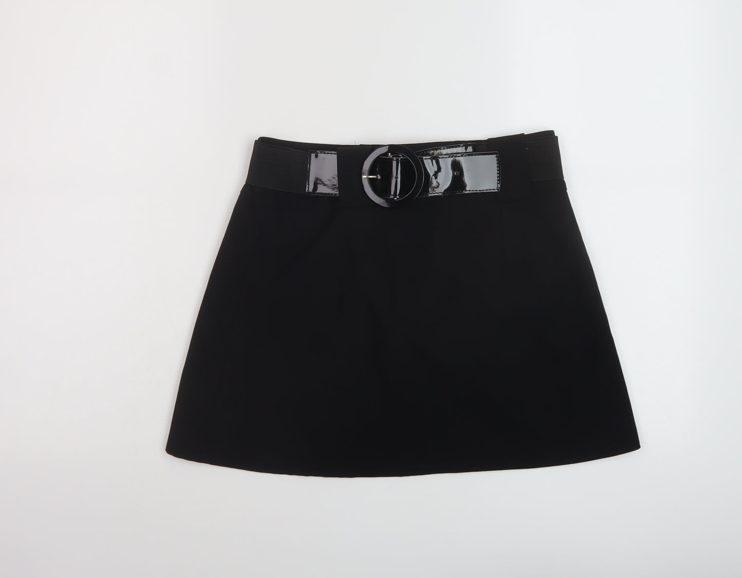 Select Womens Black Polyester Mini Skirt Size 12 Zip