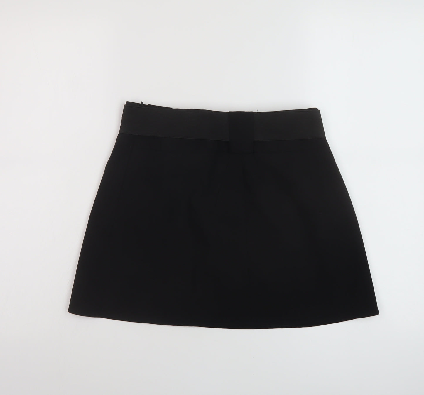 Select Womens Black Polyester Mini Skirt Size 12 Zip