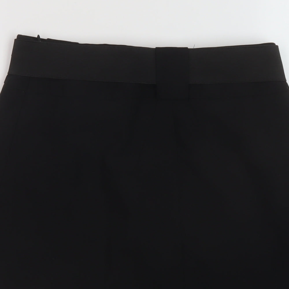 Select Womens Black Polyester Mini Skirt Size 12 Zip