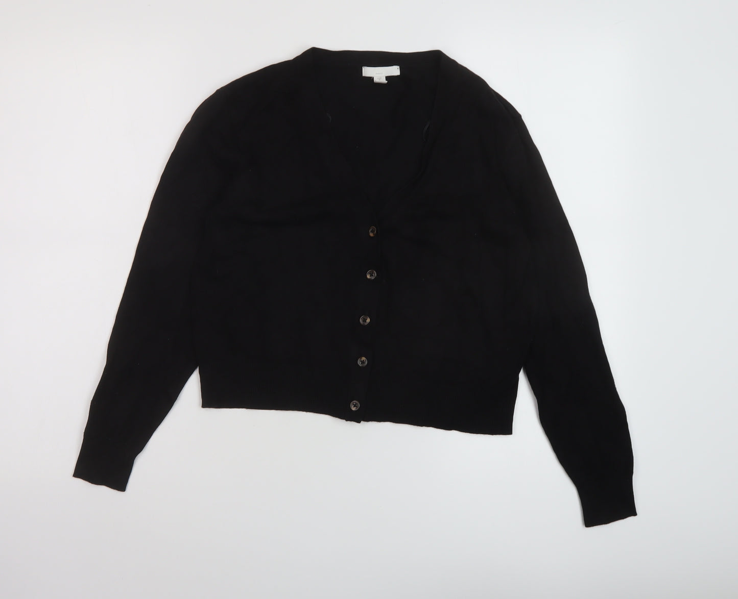 H&M Womens Black V-Neck Viscose Cardigan Jumper Size S