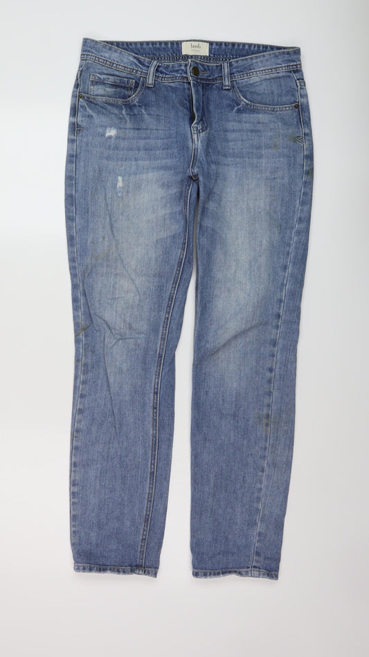 Hush Womens Blue Cotton Straight Jeans Size 8 L29 in Regular Button